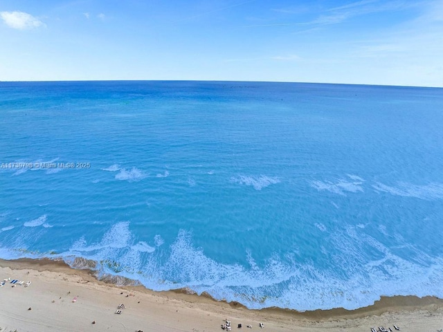 view of water feature with a beach view