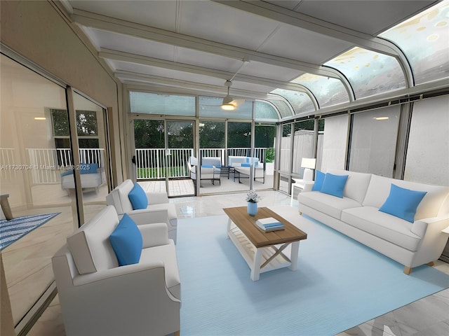 sunroom with outdoor lounge area