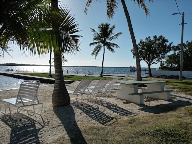 view of property's community with a water view