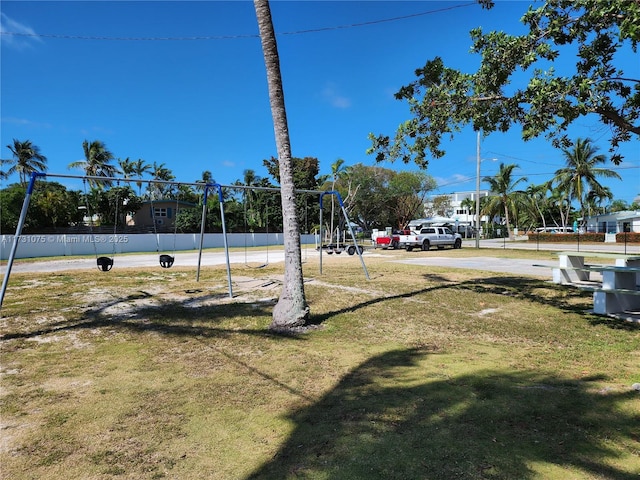 view of yard with a playground