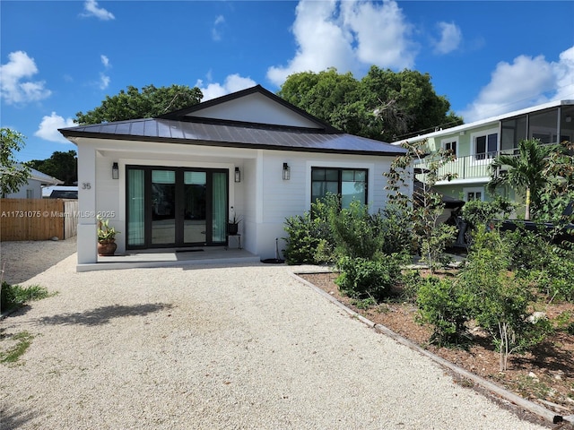 view of front of property featuring french doors