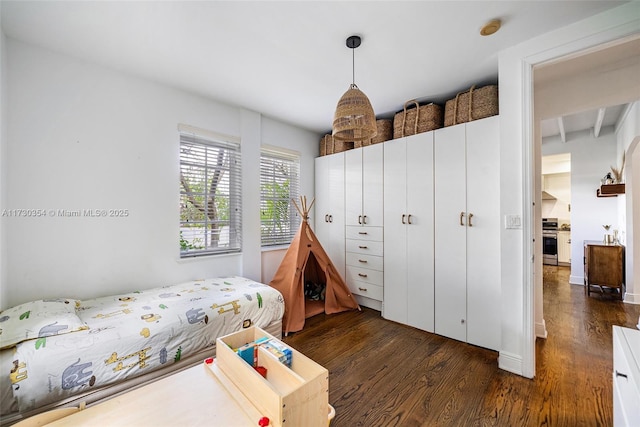 bedroom featuring dark hardwood / wood-style flooring