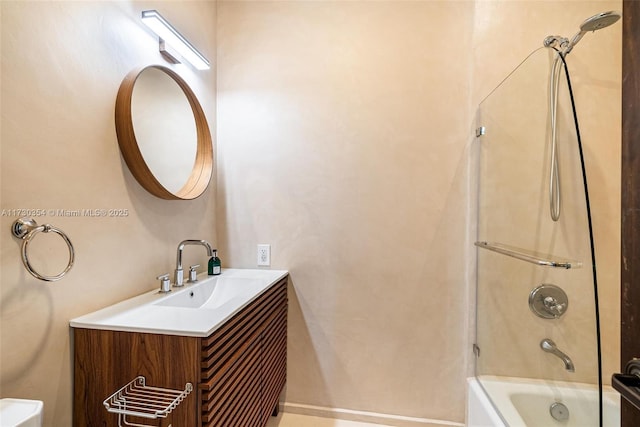 bathroom with vanity and tub / shower combination