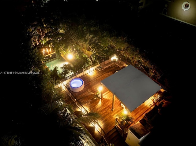 view of aerial view at night