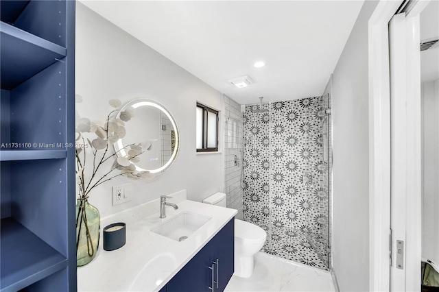 7900 SW 97th Ave, Miami, FL 33173 - bathroom with a stall shower, vanity, and recessed lighting