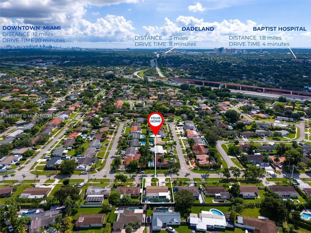 bird's eye view with a residential view