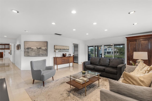 view of tiled living room