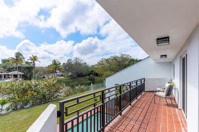 balcony with a water view