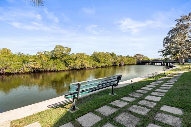 dock area featuring a water view