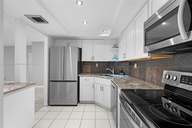 kitchen with sink, white cabinetry, and stainless steel appliances