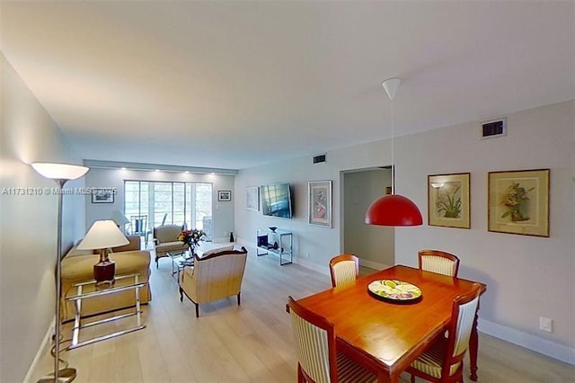 dining room with light hardwood / wood-style floors