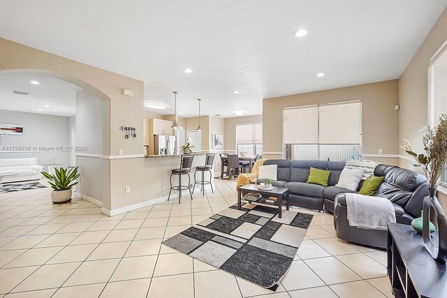 view of tiled living room