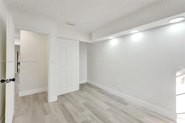 unfurnished bedroom with light hardwood / wood-style flooring