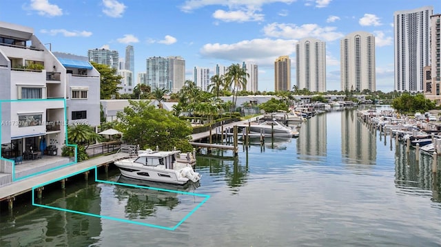 view of dock featuring a water view