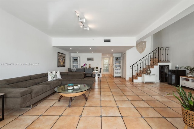 view of tiled living room