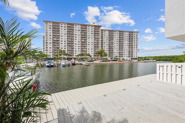 view of dock featuring a water view