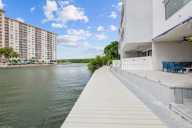 view of dock featuring a water view