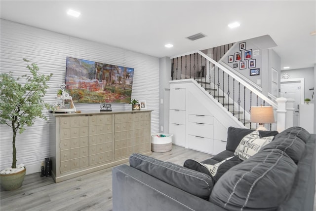 living room with light wood-type flooring