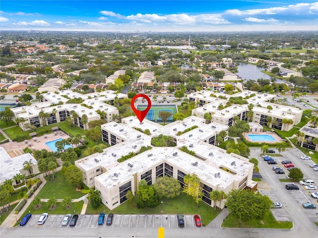 bird's eye view featuring a water view