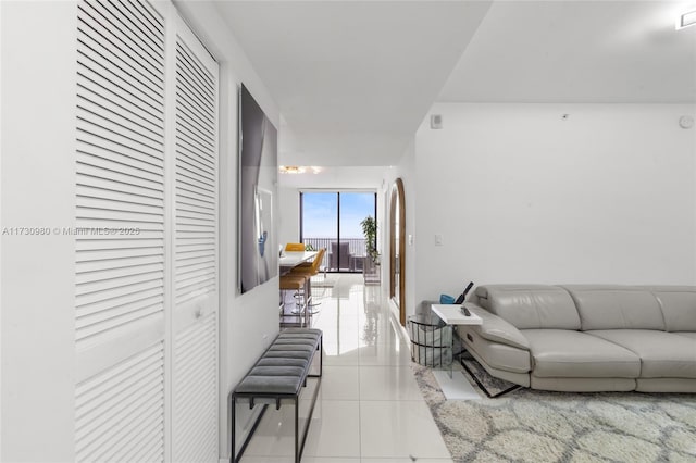 view of tiled living room