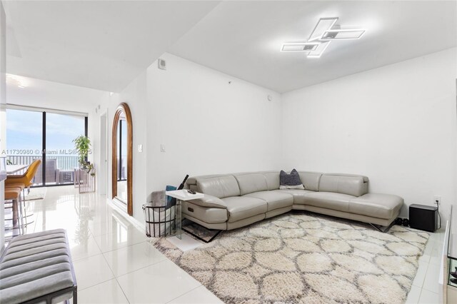 view of tiled living room