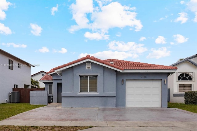 view of property exterior featuring a garage and a yard