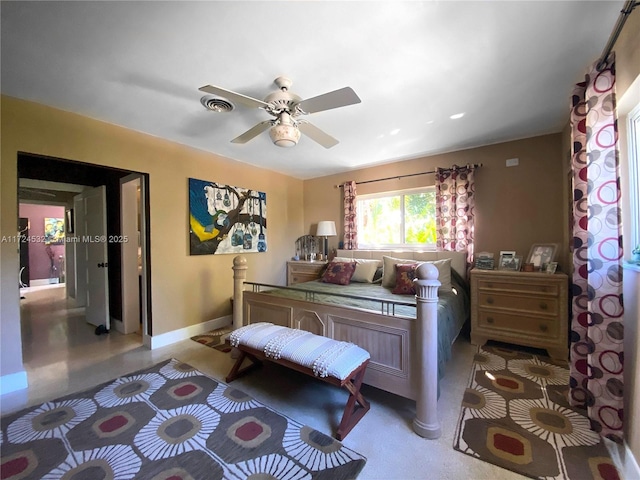 bedroom featuring ceiling fan