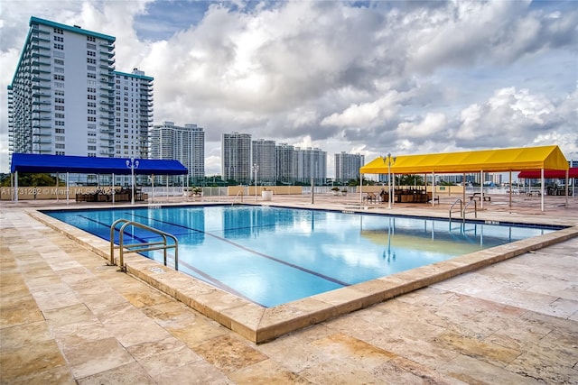 view of pool featuring a patio area