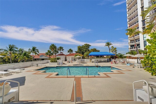 view of swimming pool featuring a patio