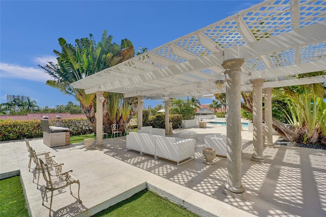 3600 Yatch Club Dr Unit 1701, Aventura, FL 33180 - view of patio / terrace featuring a fenced in pool, an outdoor hangout area, and a pergola