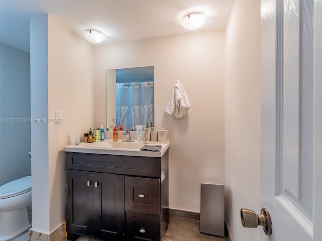 bathroom with vanity and toilet