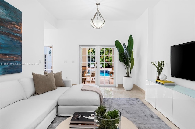 living room with french doors