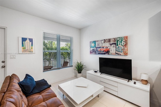 view of tiled living room