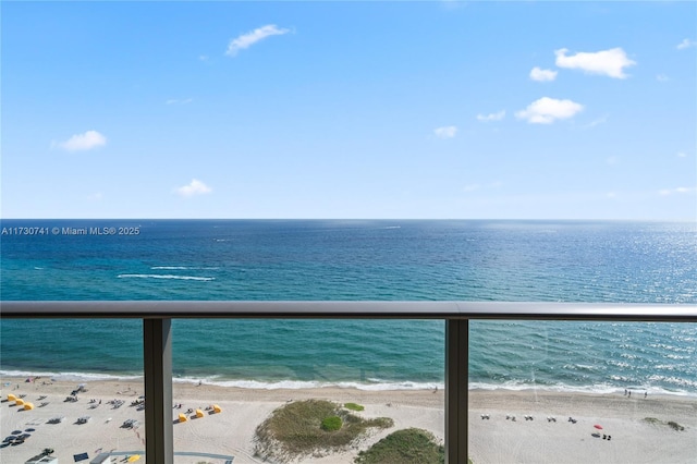 view of water feature featuring a beach view