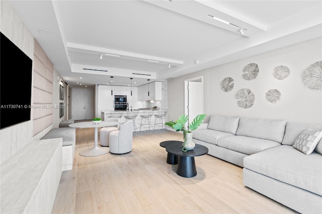 living room with light wood-type flooring