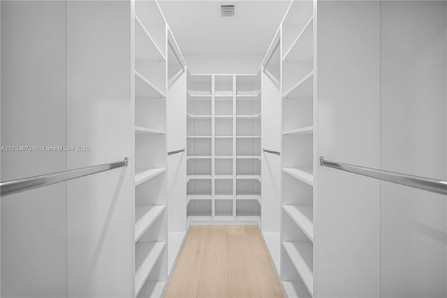 walk in closet with wood-type flooring