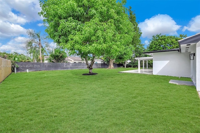 view of yard with a patio area