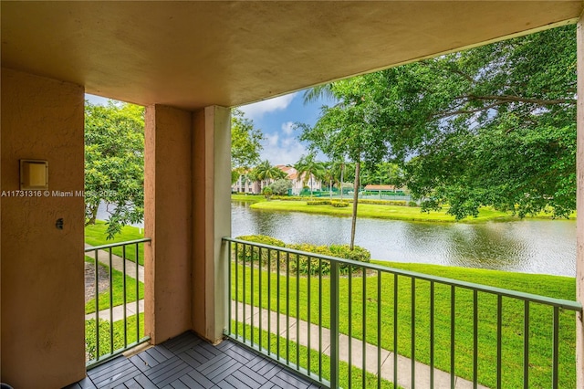 balcony with a water view