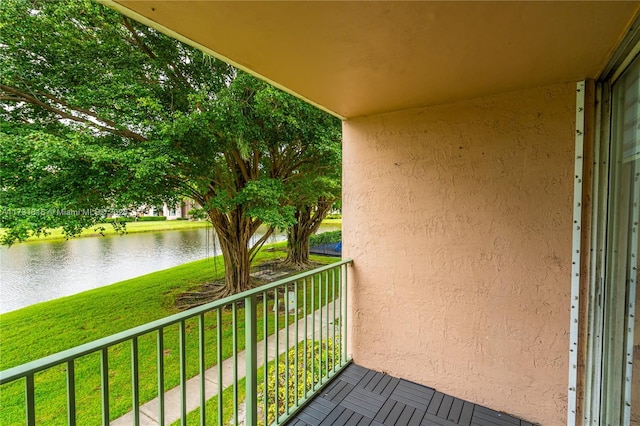 balcony with a water view