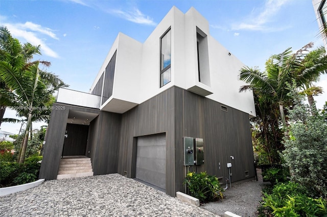 contemporary home with a garage