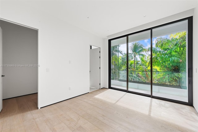 unfurnished room with light hardwood / wood-style flooring and expansive windows