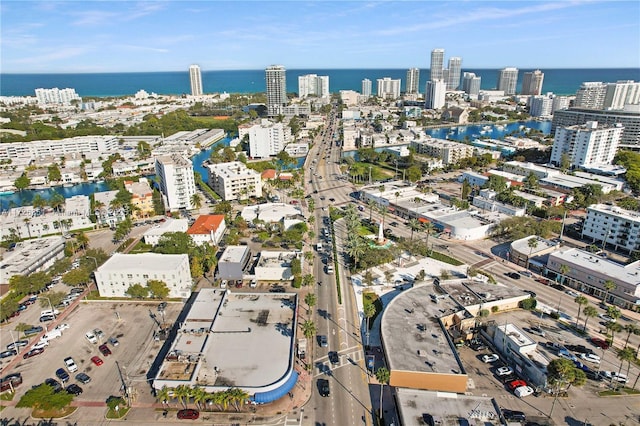 bird's eye view featuring a water view