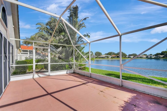 12915 Coral Lakes Dr, Boynton Beach, FL 33437 - unfurnished sunroom with a water view and healthy amount of natural light