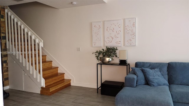 living room featuring dark hardwood / wood-style floors