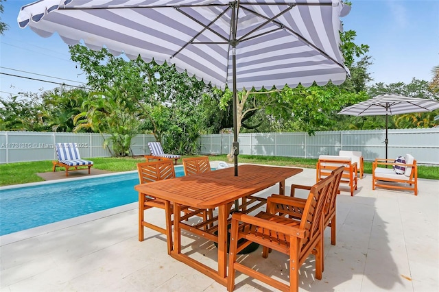 view of swimming pool featuring a patio