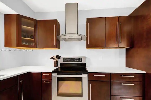 kitchen featuring ventilation hood and electric range