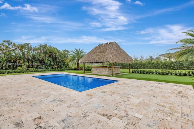 view of pool with a gazebo and a patio area