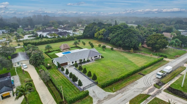 drone / aerial view with a rural view