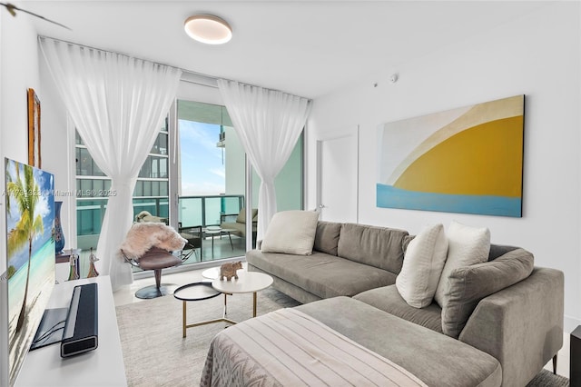 living room featuring expansive windows