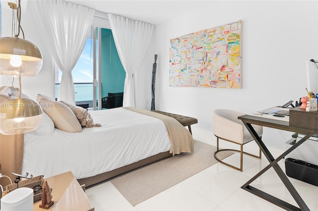 bedroom featuring tile patterned flooring